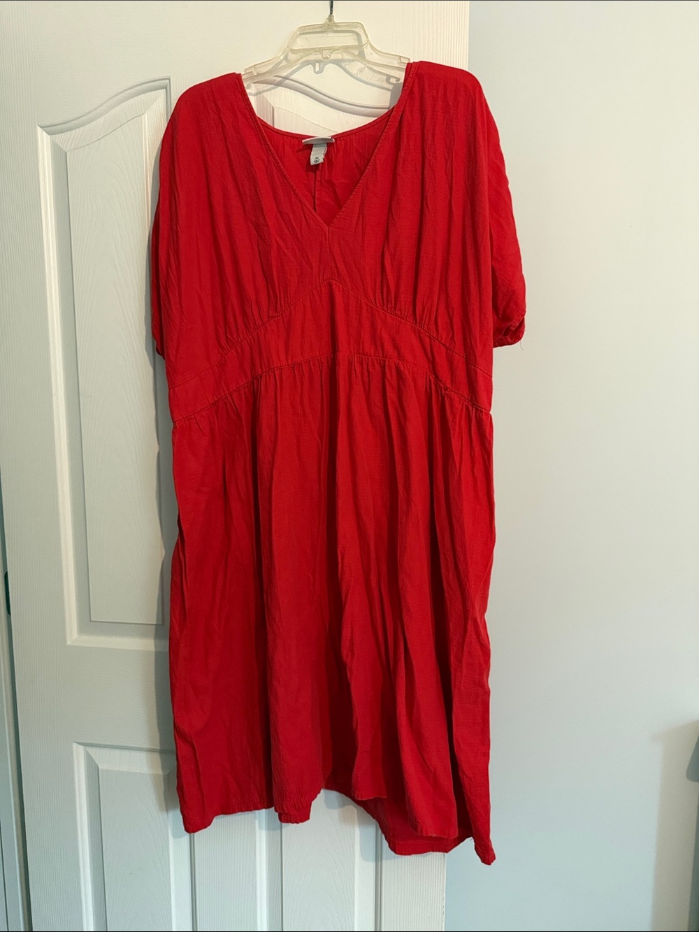 Ava & Viv Bright Red V-Neck Midi Dress